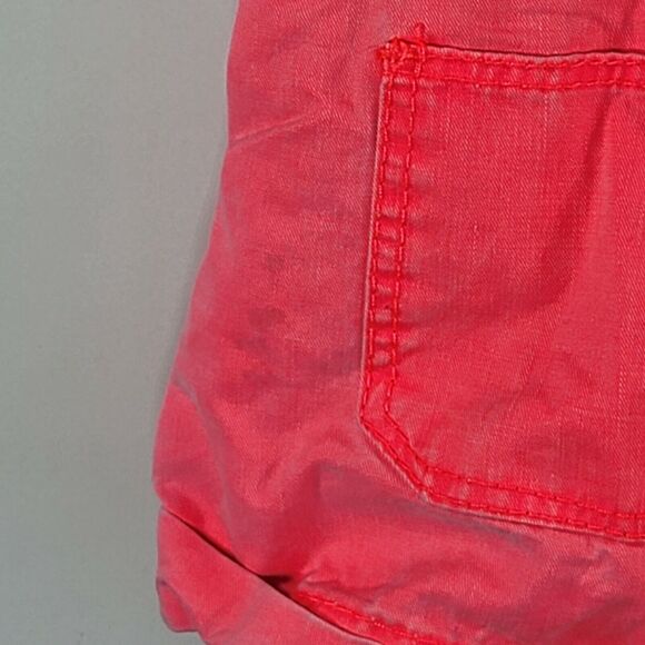 Toddler Overalls Size 12 mos OshKosh Vestbak Bright Pink Bib Style Cuffed Shorts - Picture 5 of 8